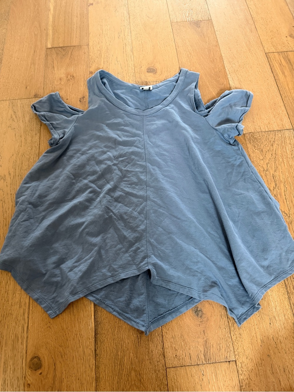 H by Bordeaux Womens' Cold-Shoulder Tee in Slate Blue